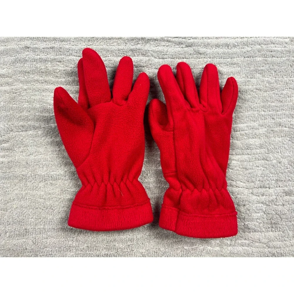 Old Navy Gloves Unisex S/M Red Fleece Solid Elastic Wrist 26861